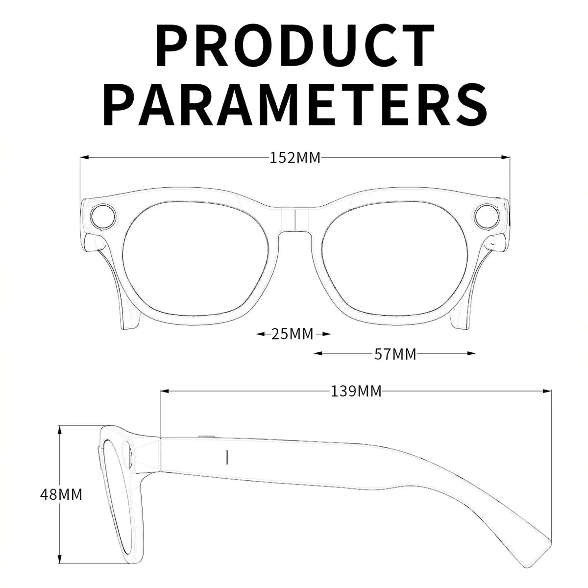 Wearable AI Smart Glasses - 12MP HD Camera for Video/Photo Capture, Real-Time Translation, AI Assistant, Open Earmug Design, Audio & Object Recognition (Sunglasses/Transparent)