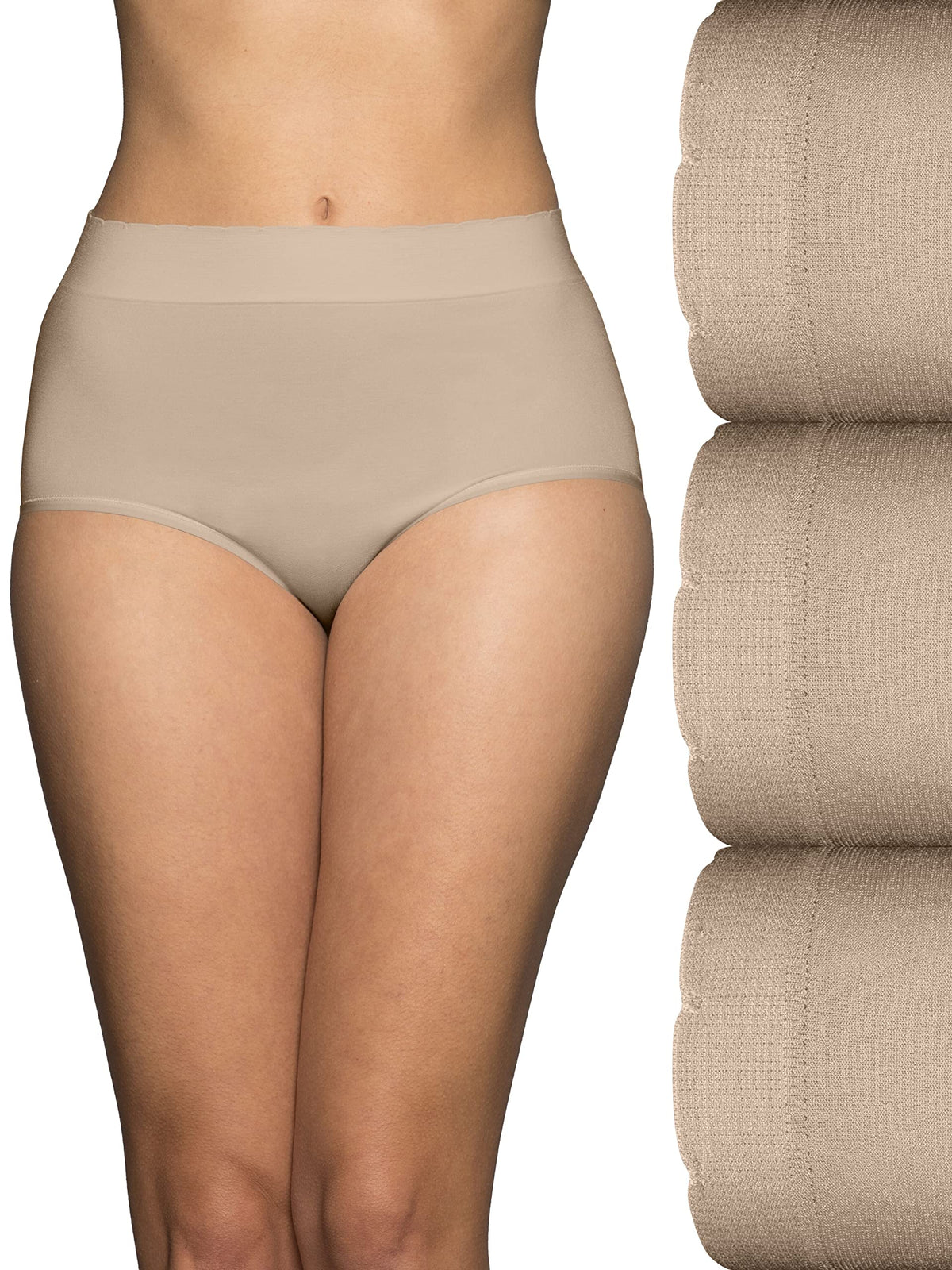 Vanity Fair Womens Seamless Underwear Light Smoothing No Pinch No Show Brief-3 Pack-Neutral/Neutral/Neutral 7