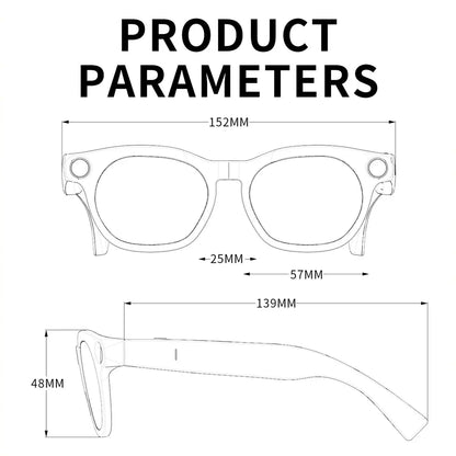 Wearable AI Smart Glasses - 12MP HD Camera for Video/Photo Capture, Real-Time Translation, AI Assistant, Open Earmug Design, Audio & Object Recognition (Sunglasses/Transparent)