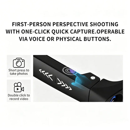 Wearable AI Smart Glasses - 12MP HD Camera for Video/Photo Capture, Real-Time Translation, AI Assistant, Open Earmug Design, Audio & Object Recognition (Sunglasses/Transparent)