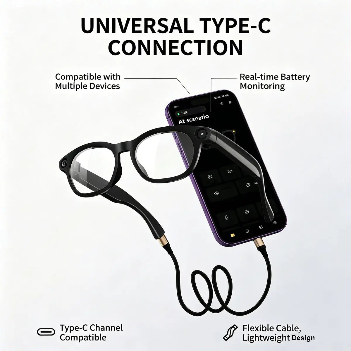 Wearable AI Smart Glasses - 12MP HD Camera for Video/Photo Capture, Real-Time Translation, AI Assistant, Open Earmug Design, Audio & Object Recognition (Sunglasses/Transparent)
