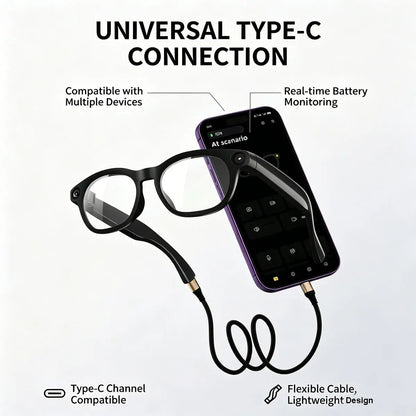 Wearable AI Smart Glasses - 12MP HD Camera for Video/Photo Capture, Real-Time Translation, AI Assistant, Open Earmug Design, Audio & Object Recognition (Sunglasses/Transparent)