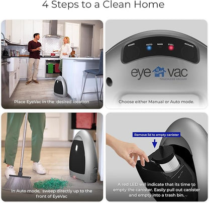 Smart Infrared Home Vacuum Dustpan Bagless: Powerful Suction Automatic Hair/Food Cleanup for Foot Traffic Pets Messy Eaters Kitchen Salons