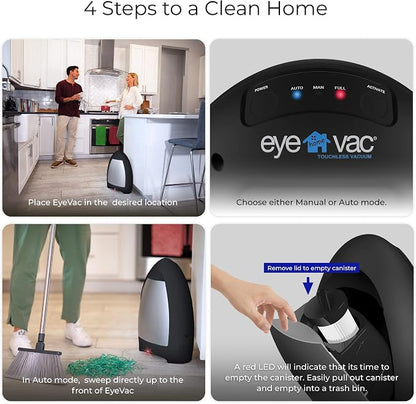 Smart Infrared Home Vacuum Dustpan Bagless: Powerful Suction Automatic Hair/Food Cleanup for Foot Traffic Pets Messy Eaters Kitchen Salons