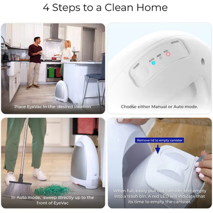 Smart Infrared Home Vacuum Dustpan Bagless: Powerful Suction Automatic Hair/Food Cleanup for Foot Traffic Pets Messy Eaters Kitchen Salons
