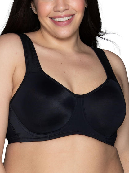 Vanity Fair High Impact Sports Bras for Women Breathable Moisture Wicking Non Padded Cups up to DDD Black 44DDD