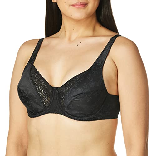 Playtex Womens Secrets Love My Curves Signature Floral Underwire Full Coverage Bra US4422 Black