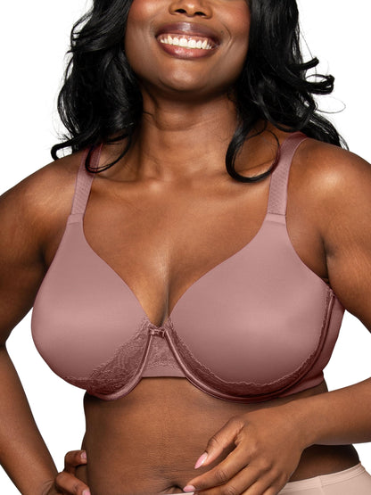 Vanity Fair Womens Full Figure Beauty Back Smoothing Bra with Lace 4-Way Stretch Fabric Lightly Lined Cups up to DD Baked Blush