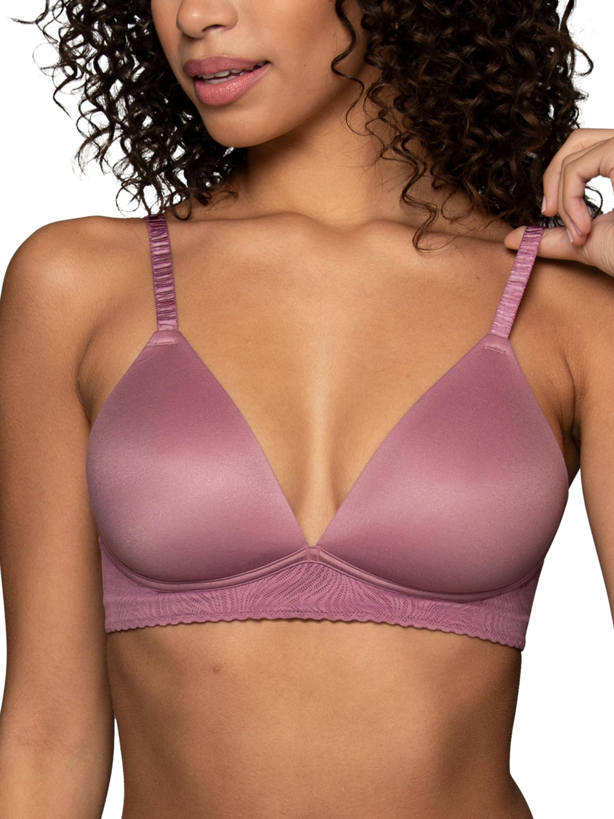 Vanity Fair Womens Effortless Wireless Bra Buttery Soft Fabric & Lightweight Memory Foam Cups up to DD Enchanted Mauve Lace